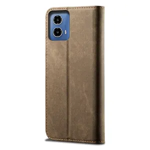 DENIM Peňaženkový kryt pre Motorola Moto G35 5G šedohnedý