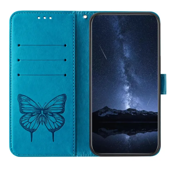 ART BUTTERFLY Peňaženkový obal pre Realme GT 7 Pro 5G modrý