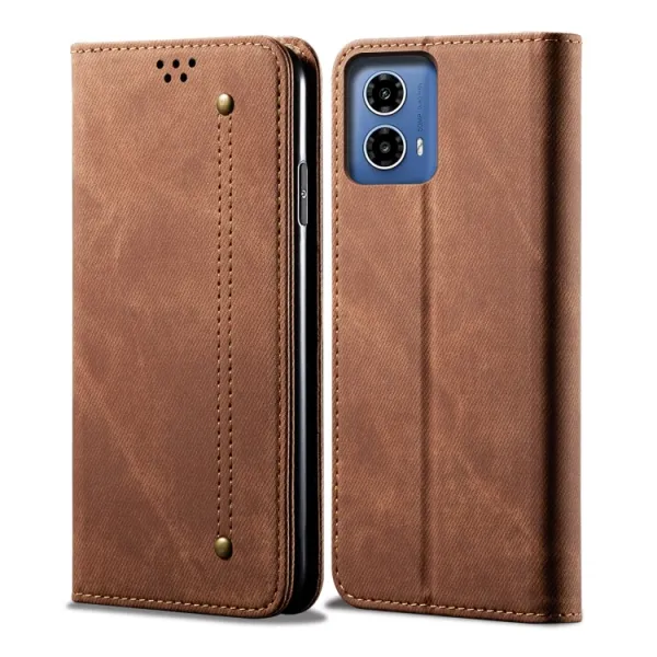 DENIM Peňaženkový kryt pre Motorola Moto G35 5G hnedý