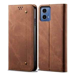 DENIM Peňaženkový kryt pre Motorola Moto G35 5G hnedý
