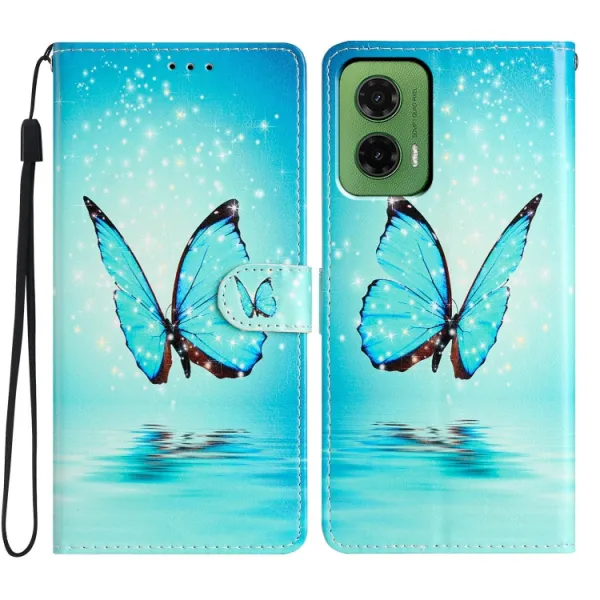 ART Peňaženkový kryt pre Motorola Moto G35 5G BLUE BUTTERFLY