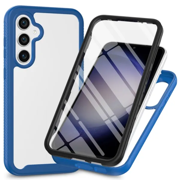 DUAL Obojstranný kryt s fóliou Samsung Galaxy S24 Plus 5G tmavomodrý