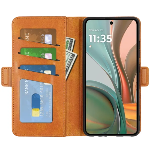 SIDE Peňaženkové puzdro pre Motorola Moto G75 5G svetlohnedé