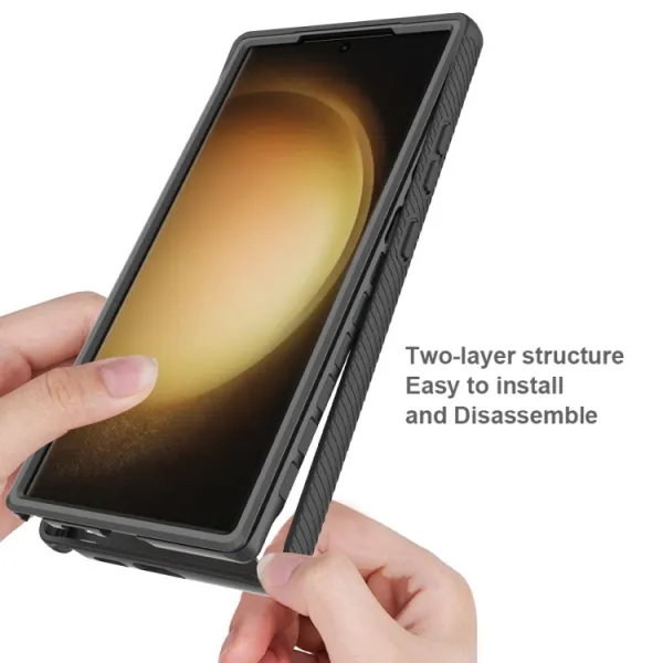 DUAL Obojstranný kryt s fóliou Samsung Galaxy S24 Ultra 5G tmavomodrý