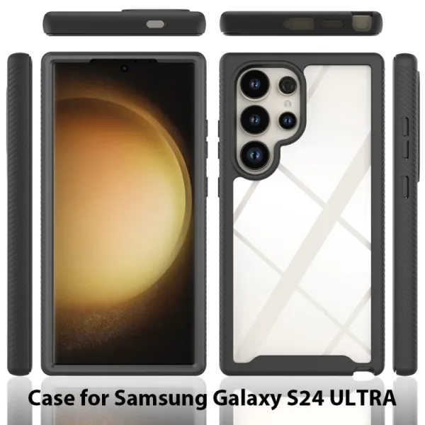 DUAL Obojstranný kryt s fóliou Samsung Galaxy S24 Ultra 5G tmavomodrý