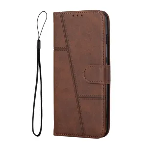 STITCHED Peňaženkový kryt pre Infinix Hot 50 tmavohnedý