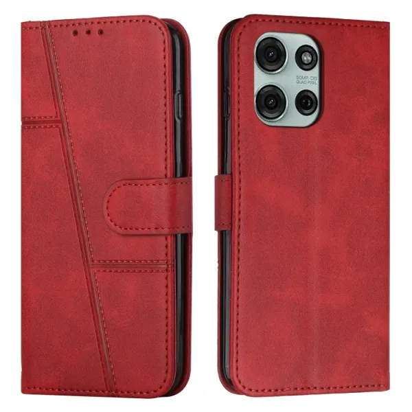 STITCHED Peňaženkový kryt pre Motorola Moto G75 5G červený