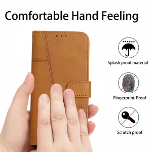 STITCHED Peňaženkový kryt pre Xiaomi Redmi Note 14 Pro 5G svetlohnedý