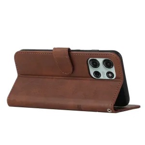 STITCHED Peňaženkový kryt pre Motorola Moto G75 5G tmavohnedý