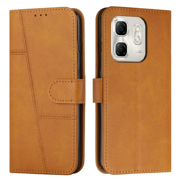 STITCHED Peňaženkový kryt pre Infinix Hot 50i svetlohnedý