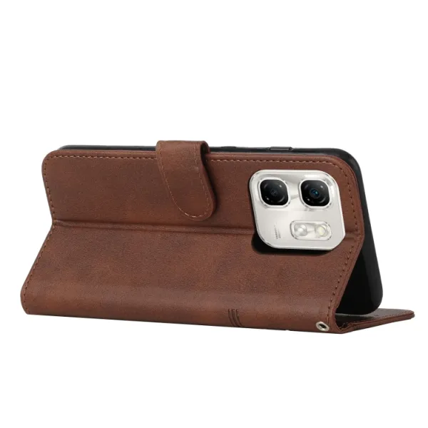 STITCHED Peňaženkový kryt pre Infinix Hot 50i tmavohnedý