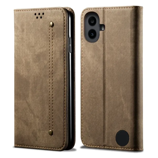DENIM Peňaženkový kryt pre CMF Phone 1 šedohnedý
