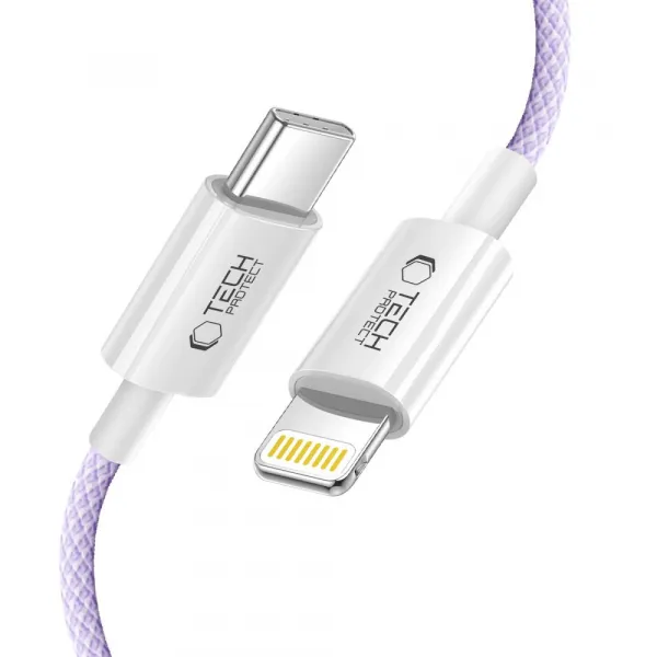 TECH-PROTECT ULTRABOOST LITE Kábel USB Typ-C / Lightning 27W 200cm MAUVE