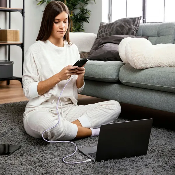 TECH-PROTECT ULTRABOOST LITE Kábel USB Typ-C / Lightning 27W 200cm MAUVE