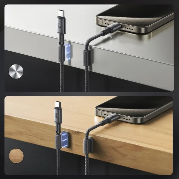 JOYROOM S-A50 Kábel s magnetickým organizérom USB Typ-C 60W 1.2 metra šedý