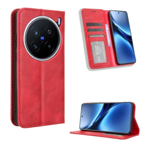 BUSINESS Peňaženkový kryt pre Vivo X200 Pro 5G červený