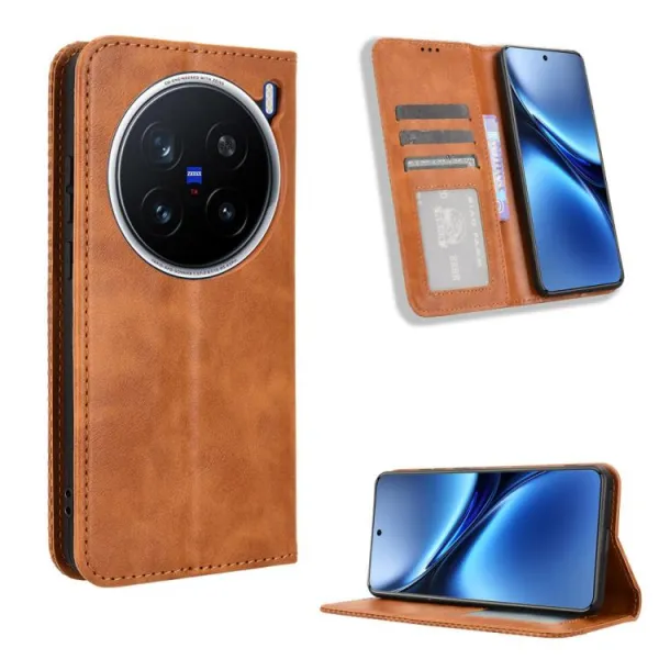 BUSINESS Peňaženkový kryt pre Vivo X200 Pro 5G hnedý