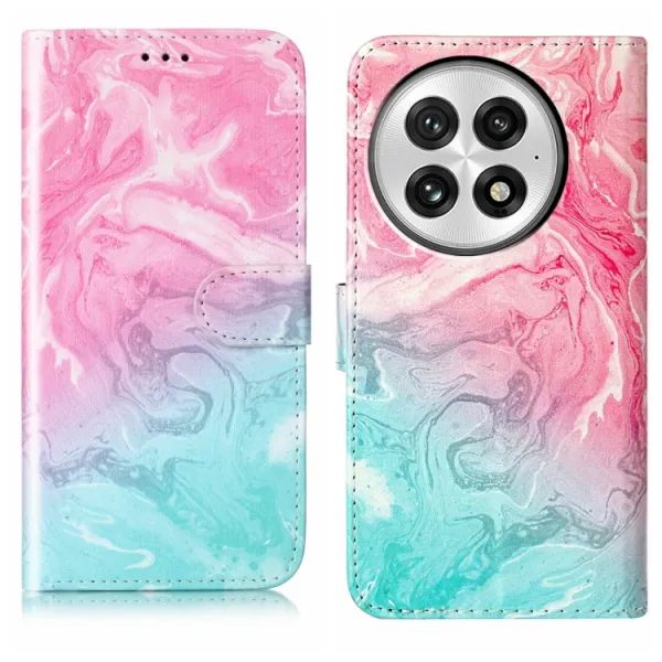 ART Peňaženkový kryt pre OnePlus 13 5G BLUE PINK MARBLE