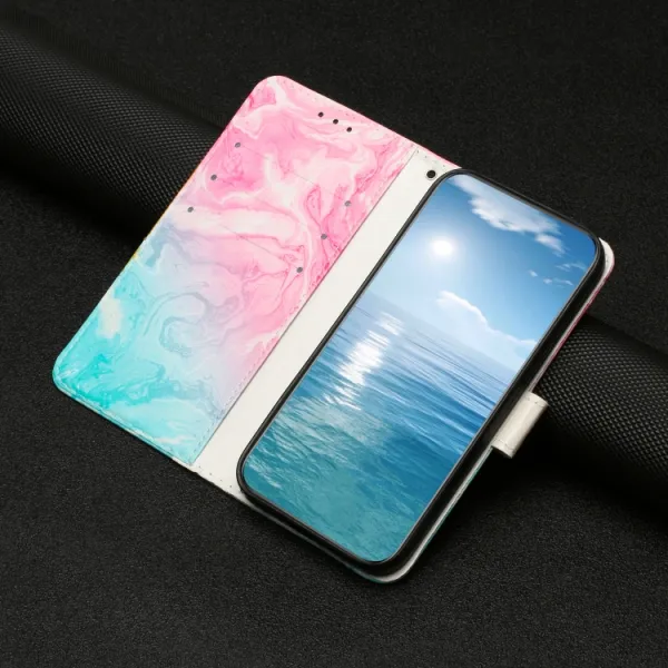 ART Peňaženkový kryt pre OnePlus 13 5G BLUE PINK MARBLE