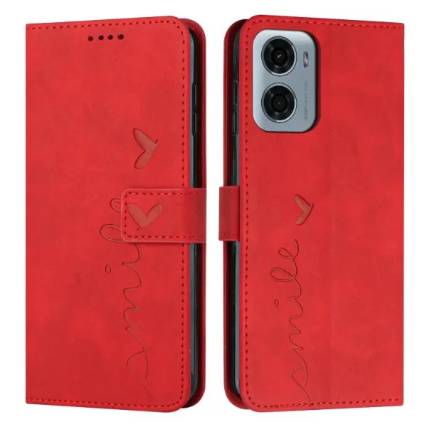 ART SMILE Peňaženkový obal s remienkom pre Motorola Moto G05 / Moto E15 červený