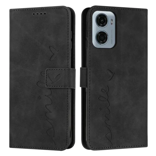 ART SMILE Peňaženkový obal s remienkom pre Motorola Moto G05 / Moto E15 čierny