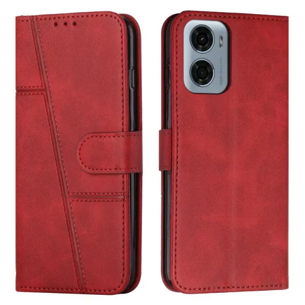 STITCHED Peňaženkový kryt pre Motorola Moto G05 / Moto E15 červený