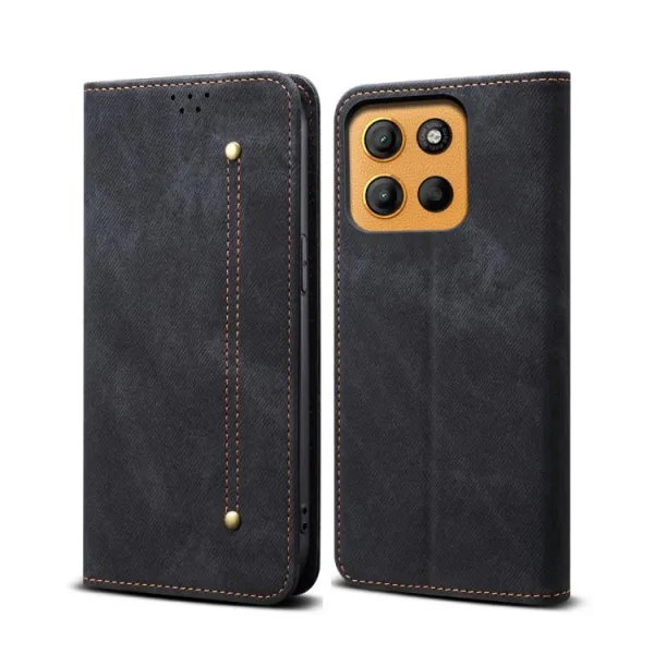 DENIM Peňaženkový kryt pre Motorola Moto G15 / G15 Power / G17 / G17 Power čierny