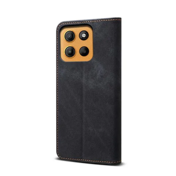 DENIM Peňaženkový kryt pre Motorola Moto G15 / G15 Power / G17 / G17 Power čierny