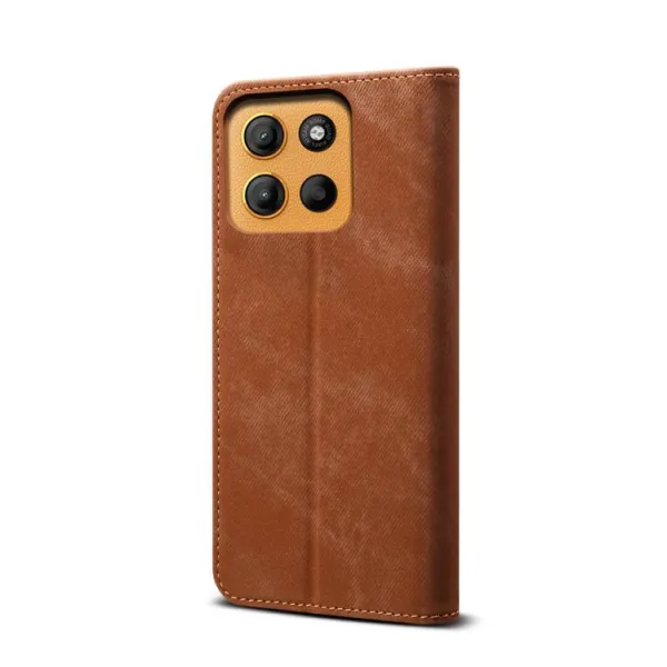 DENIM Peňaženkový kryt pre Motorola Moto G15 / G15 Power / G17 / G17 Power hnedý