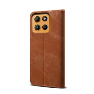 DENIM Peňaženkový kryt pre Motorola Moto G15 / G15 Power / G17 / G17 Power hnedý