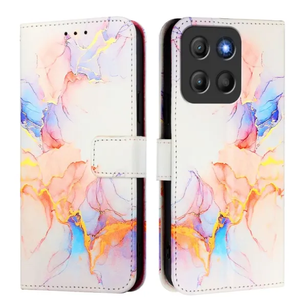 ART MARBLE Peňaženkový kryt pre Motorola Moto G15 / G15 Power / G17 / G17 Power WHITE ORANGE