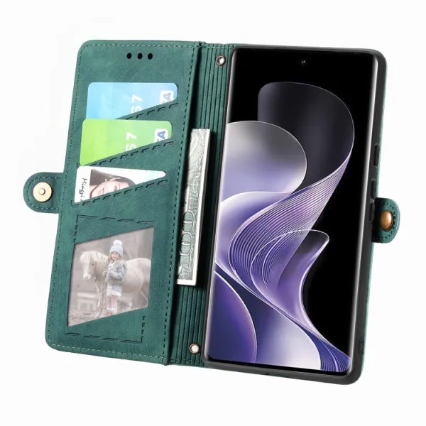 GEOM Peňaženkové puzdro pre Xiaomi Redmi Note 14 Pro 5G / Poco X7 zelené