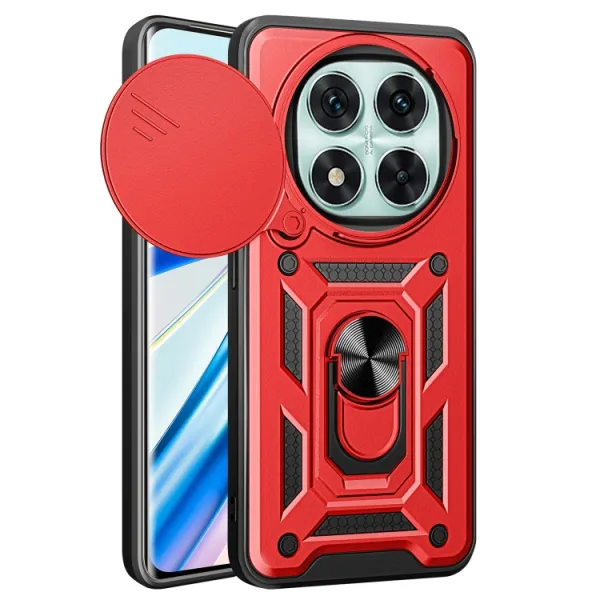 RING CAMERA Kryt s držiakom pre Xiaomi Redmi Note 14 Pro 5G / Poco X7 červený