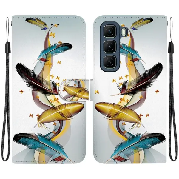 ART Peňaženkový kryt pre Infinix Hot 50 5G GOLD FEATHERS
