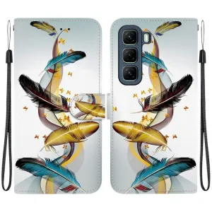 ART Peňaženkový kryt pre Infinix Hot 50 5G GOLD FEATHERS