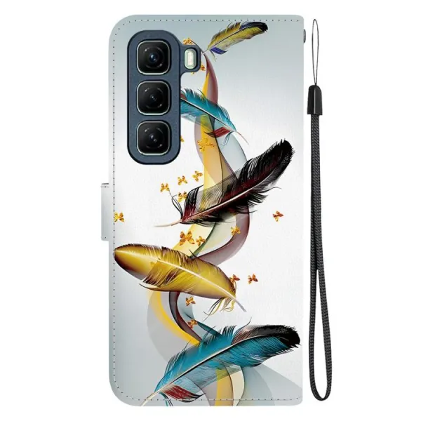 ART Peňaženkový kryt pre Infinix Hot 50 5G GOLD FEATHERS