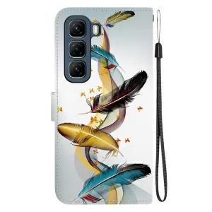 ART Peňaženkový kryt pre Infinix Hot 50 5G GOLD FEATHERS