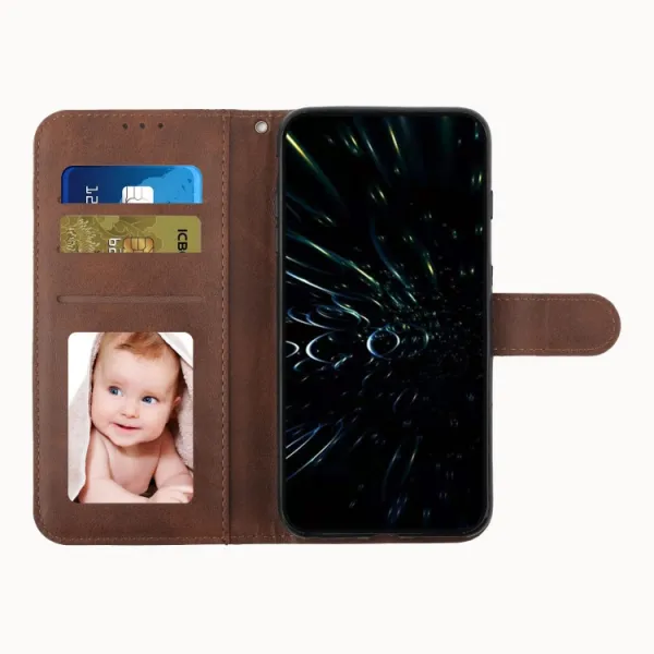 STITCHED Peňaženkový kryt pre Infinix Hot 50 tmavohnedý