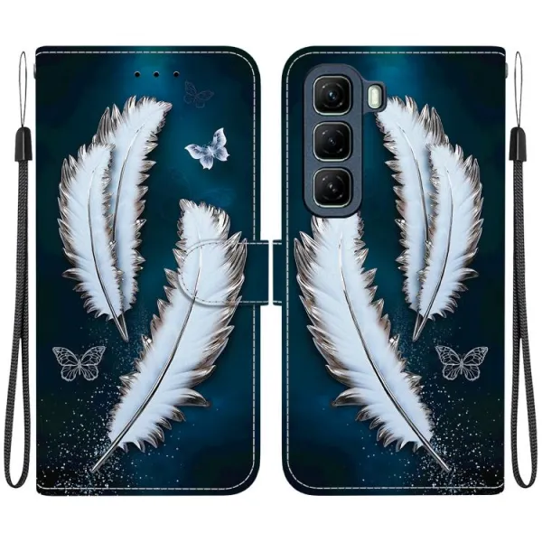 ART Peňaženkový kryt pre Infinix Hot 50 5G WHITE FEATHERS