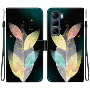 ART Peňaženkový kryt pre Infinix Hot 50 5G COLORED LEAVES