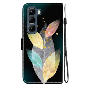 ART Peňaženkový kryt pre Infinix Hot 50 5G COLORED LEAVES
