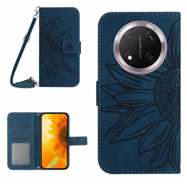 ART SUNFLOWER Peňaženkový obal so šnúrkou pre Honor Magic7 Lite 5G modrý
