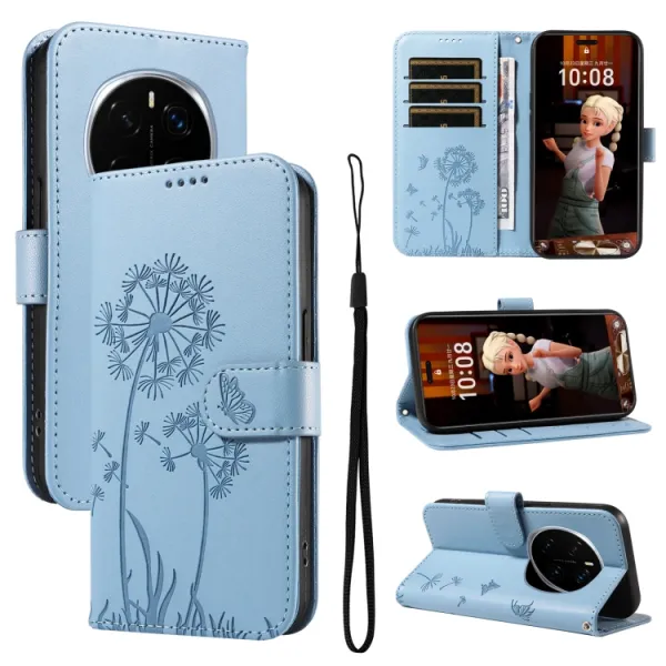 ART DANDELION Peňaženkové puzdro pre Honor Magic7 Pro 5G svetlomodré