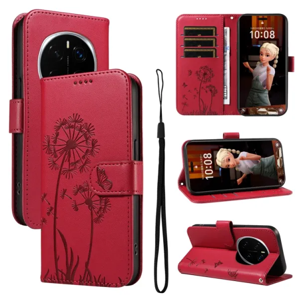 ART DANDELION Peňaženkové puzdro pre Honor Magic7 Pro 5G červené
