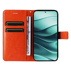 ART BUTTERFLY Peňaženkový obal pre Xiaomi Redmi Note 14 5G oranžový