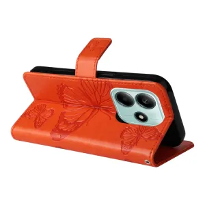 ART BUTTERFLY Peňaženkový obal pre Xiaomi Redmi Note 14 5G oranžový