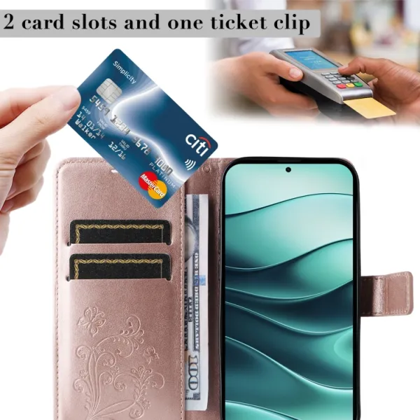 ART BUTTERFLY Peňaženkový obal pre Xiaomi Redmi Note 14 5G ružový