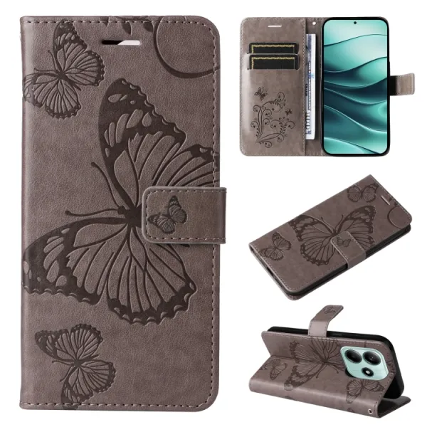 ART BUTTERFLY Peňaženkový obal pre Xiaomi Redmi Note 14 5G šedý