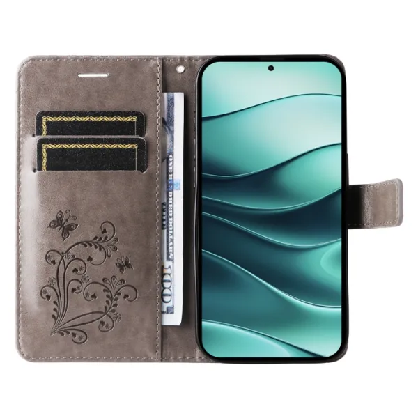 ART BUTTERFLY Peňaženkový obal pre Xiaomi Redmi Note 14 5G šedý
