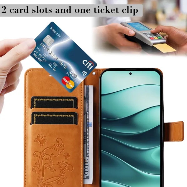 ART BUTTERFLY Peňaženkový obal pre Xiaomi Redmi Note 14 5G žltý